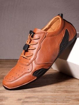 Menn Hole Pustende Myk Driving Leather Loafers