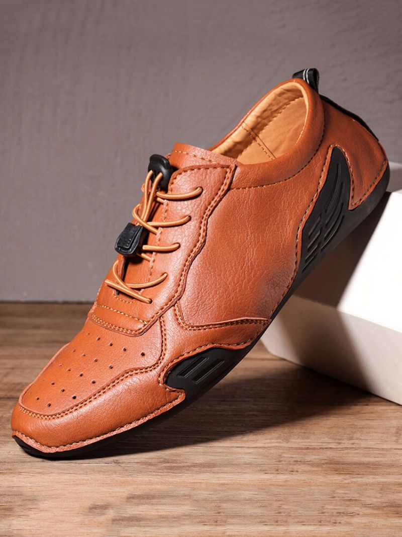 Menn Hole Pustende Myk Driving Leather Loafers