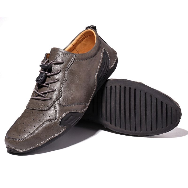 Menn Hole Pustende Myk Driving Leather Loafers