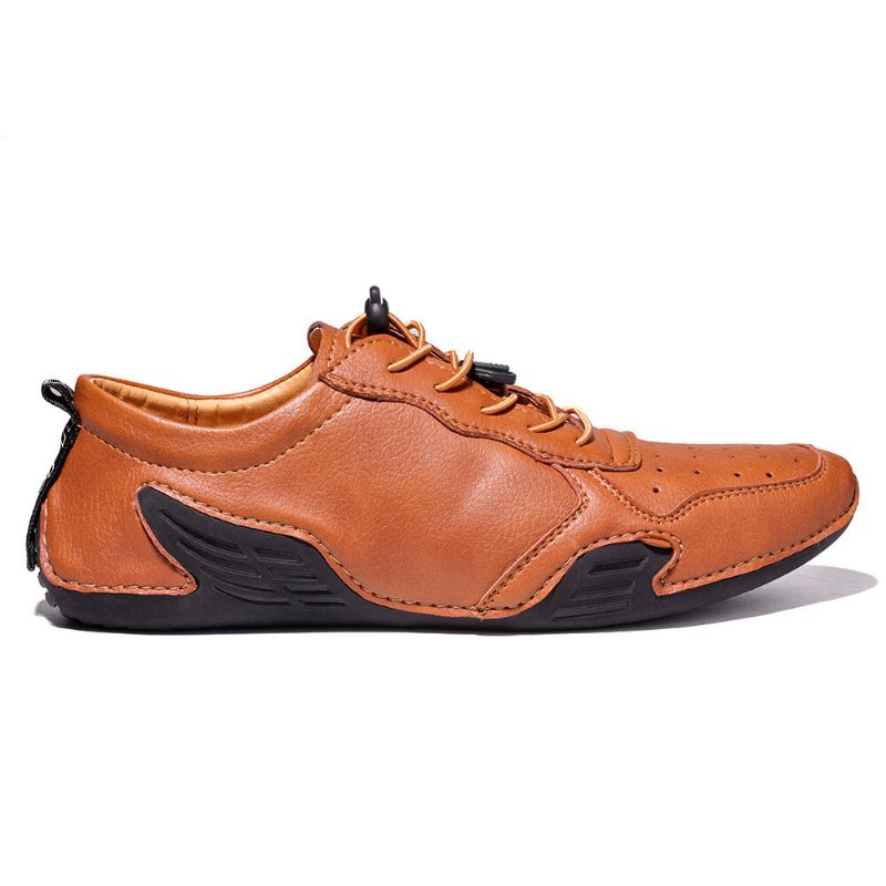 Menn Hole Pustende Myk Driving Leather Loafers