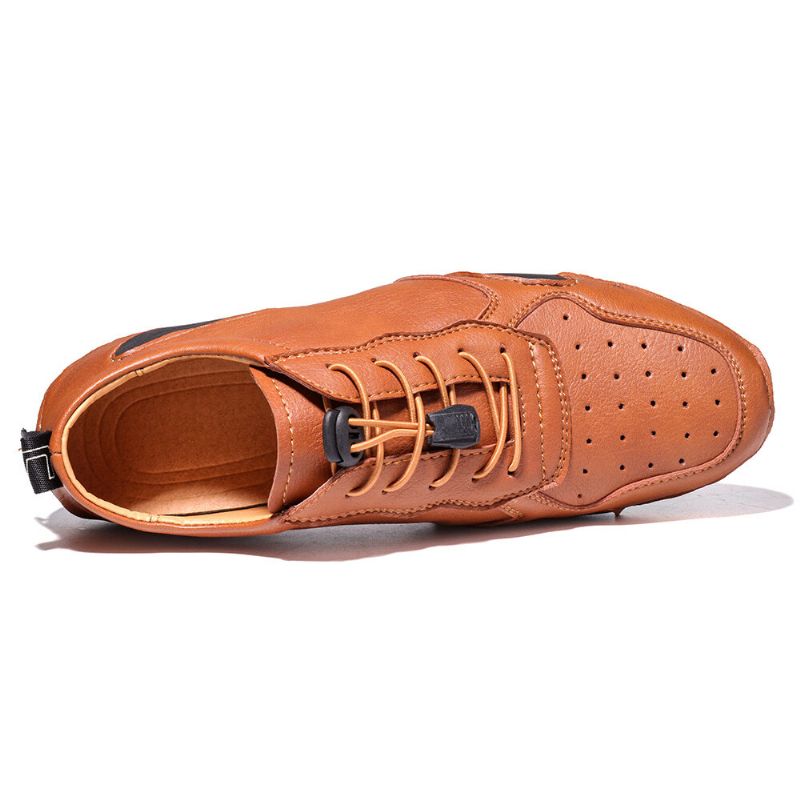 Menn Hole Pustende Myk Driving Leather Loafers