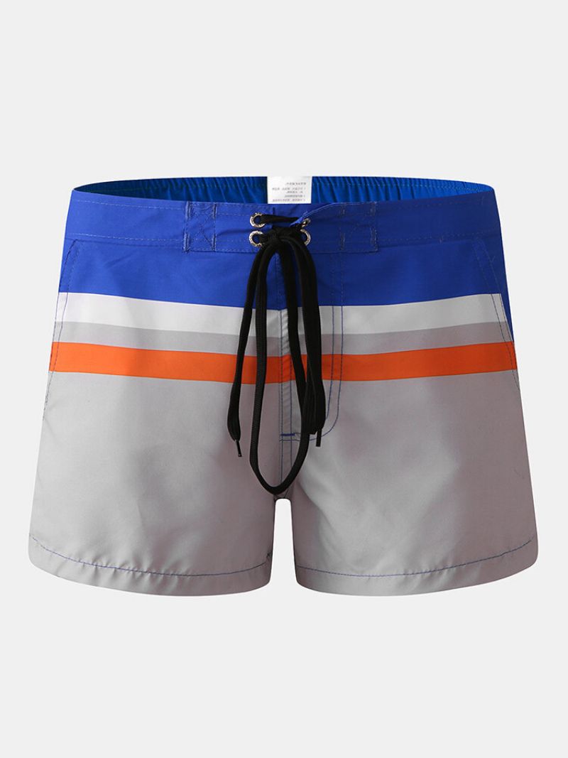 Menn Kontrastfarge Mini Board Shorts Hurtigtørrende Snøring Casual Beach