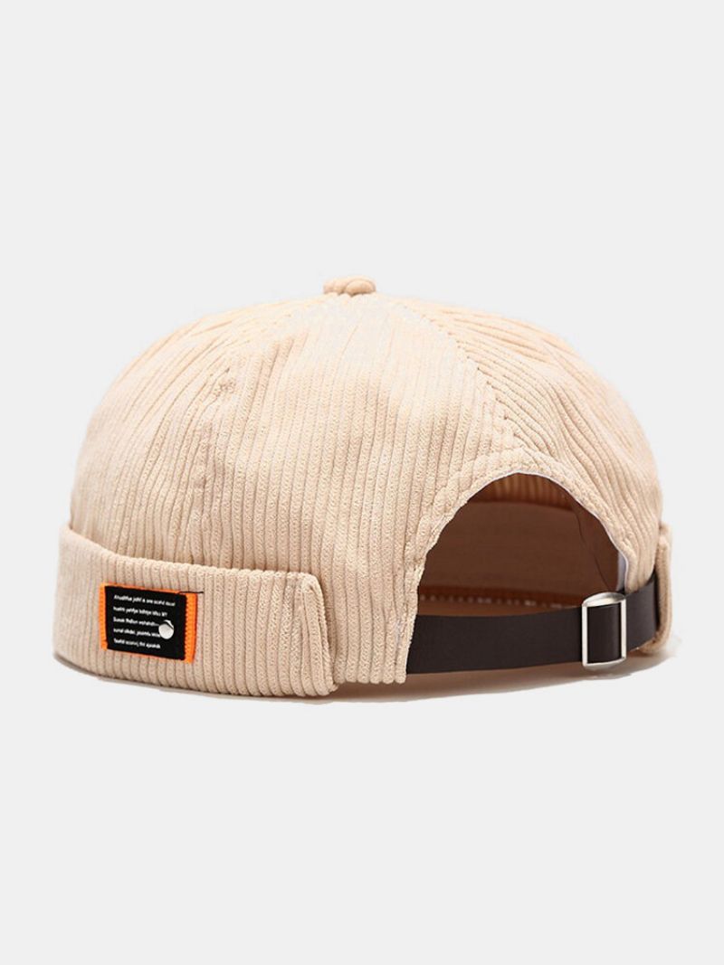 Menn Og Kvinner Corduroy Casual Retro Personlighet Mote Brimless Beanie Skull Hat Utleier Hat