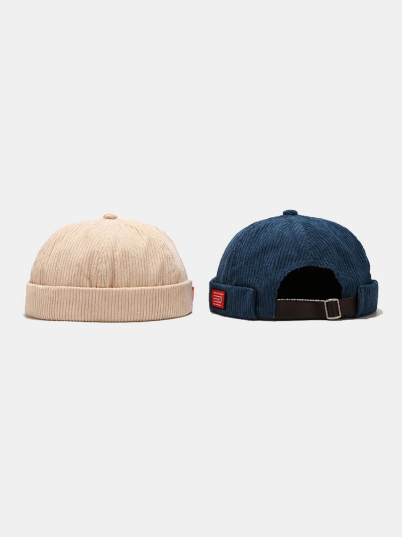 Menn Og Kvinner Corduroy Casual Retro Personlighet Mote Brimless Beanie Skull Hat Utleier Hat