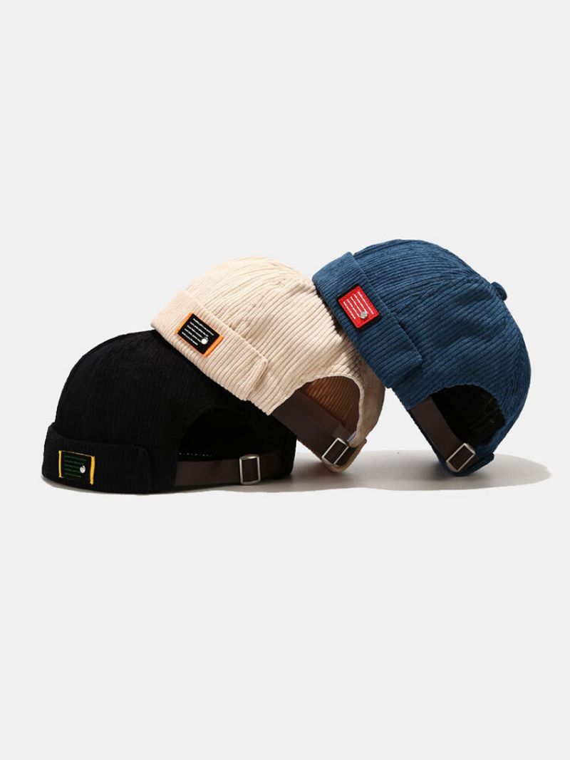 Menn Og Kvinner Corduroy Casual Retro Personlighet Mote Brimless Beanie Skull Hat Utleier Hat