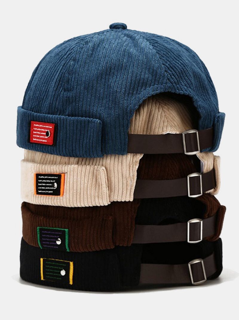 Menn Og Kvinner Corduroy Casual Retro Personlighet Mote Brimless Beanie Skull Hat Utleier Hat