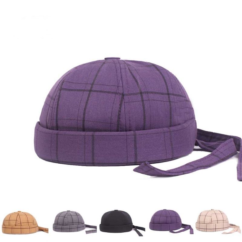 Menn Og Kvinner Justerbart Gitter Bomull Fransk Bøttehette Retro Crimping Brimless Hat Braid Hat