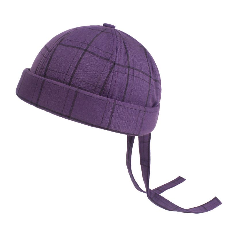 Menn Og Kvinner Justerbart Gitter Bomull Fransk Bøttehette Retro Crimping Brimless Hat Braid Hat