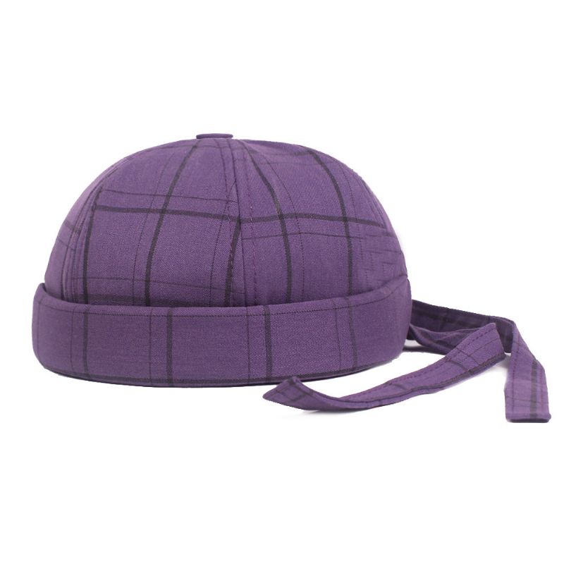 Menn Og Kvinner Justerbart Gitter Bomull Fransk Bøttehette Retro Crimping Brimless Hat Braid Hat