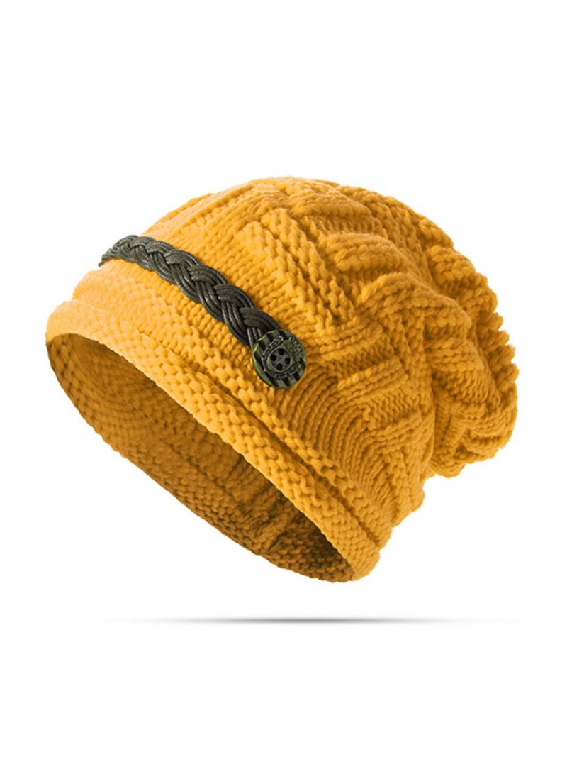 Strikk Hekleknapper Stropphette Dekorative Fletter Baggy Beanie Hat