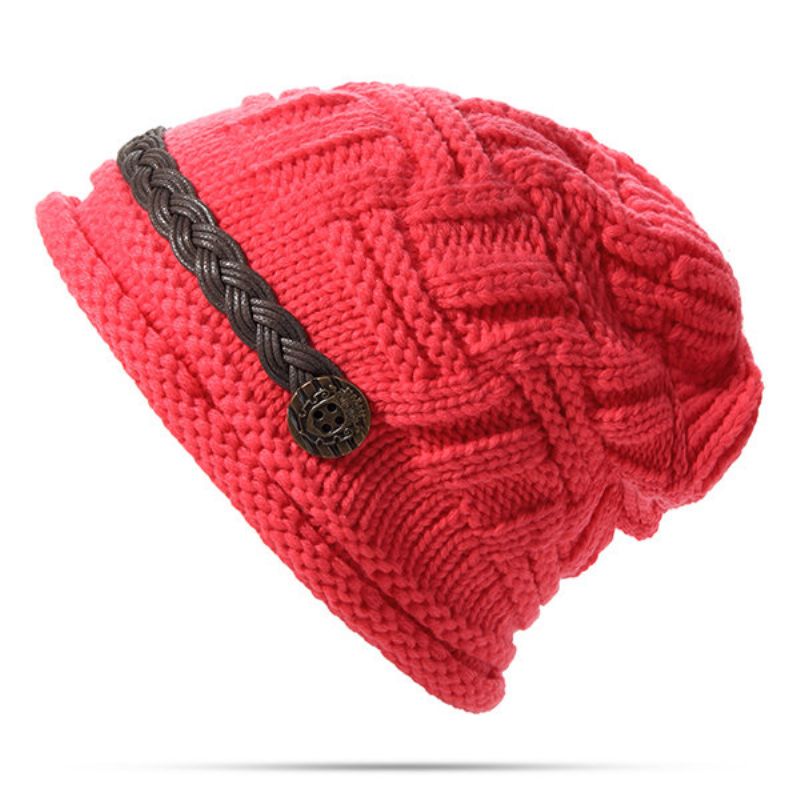 Strikk Hekleknapper Stropphette Dekorative Fletter Baggy Beanie Hat