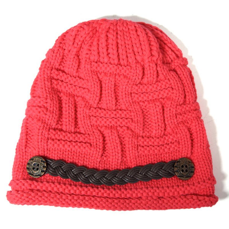 Strikk Hekleknapper Stropphette Dekorative Fletter Baggy Beanie Hat