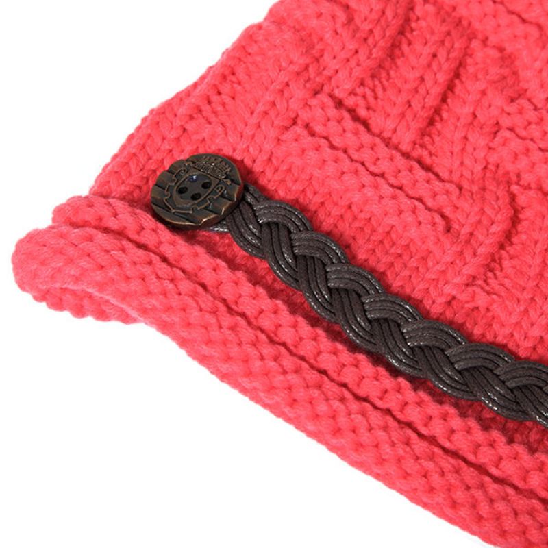 Strikk Hekleknapper Stropphette Dekorative Fletter Baggy Beanie Hat