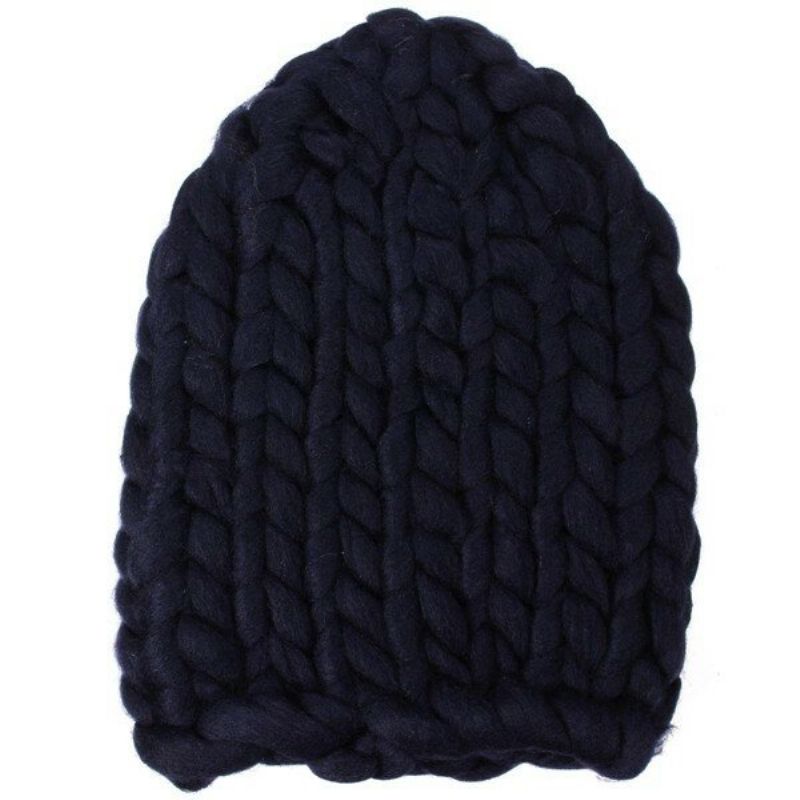 Strikk Heklet Gorro Bonnet Dome Cap Chunky Triangle Stereo Beanie Hat