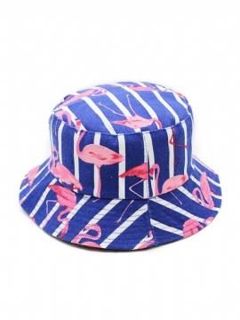 Stripete Flamingomønster Cap Sommer Outdoor Solkrem Visir Fisherman Bucket Hat