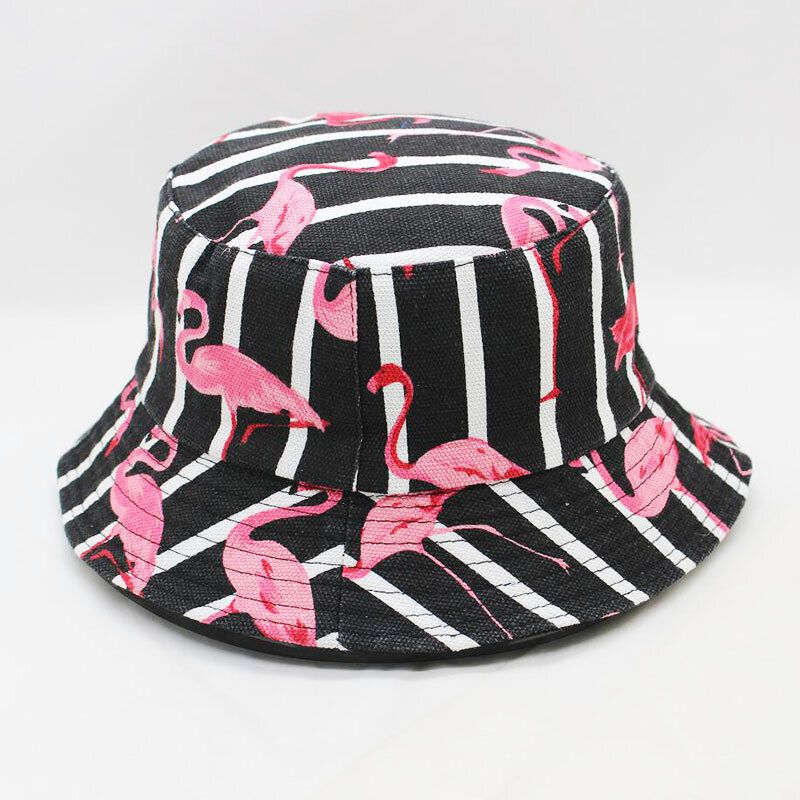 Stripete Flamingomønster Cap Sommer Outdoor Solkrem Visir Fisherman Bucket Hat