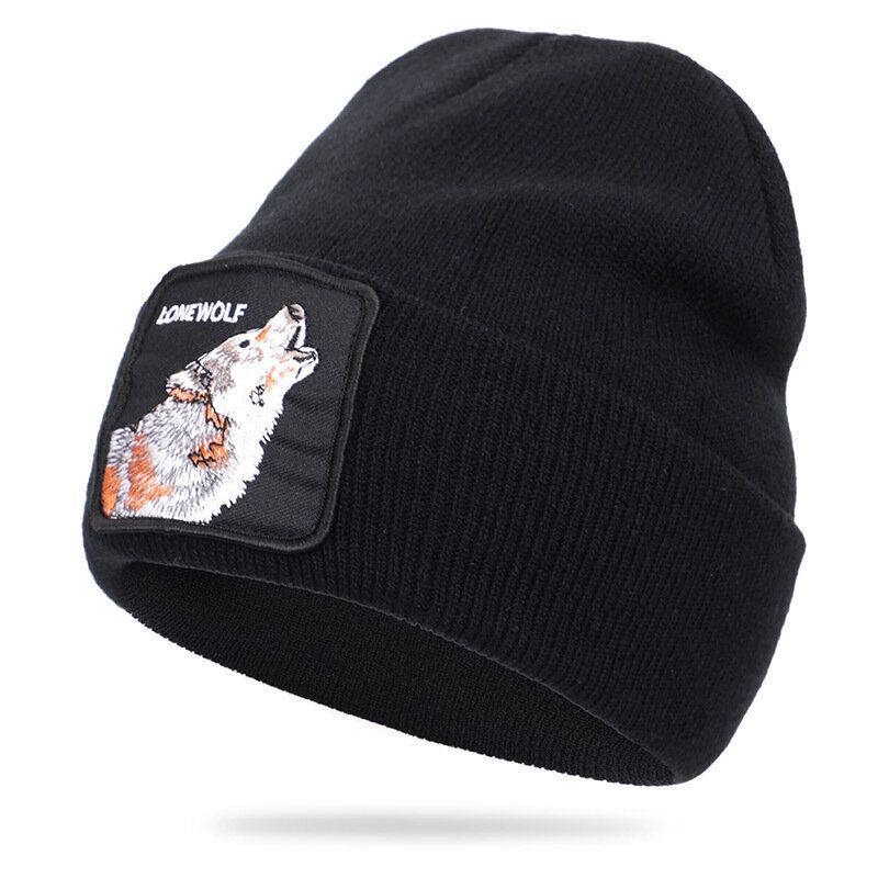 Ulllue Dyremønster Strikket Lue Skull Cap Beanie