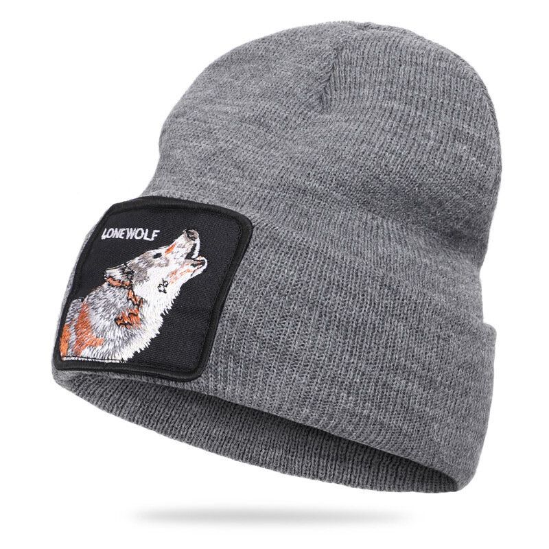 Ulllue Dyremønster Strikket Lue Skull Cap Beanie