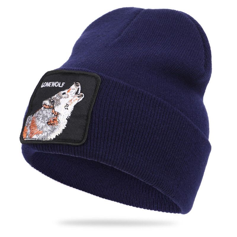 Ulllue Dyremønster Strikket Lue Skull Cap Beanie