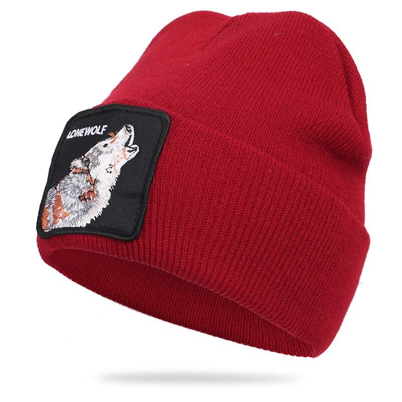 Ulllue Dyremønster Strikket Lue Skull Cap Beanie