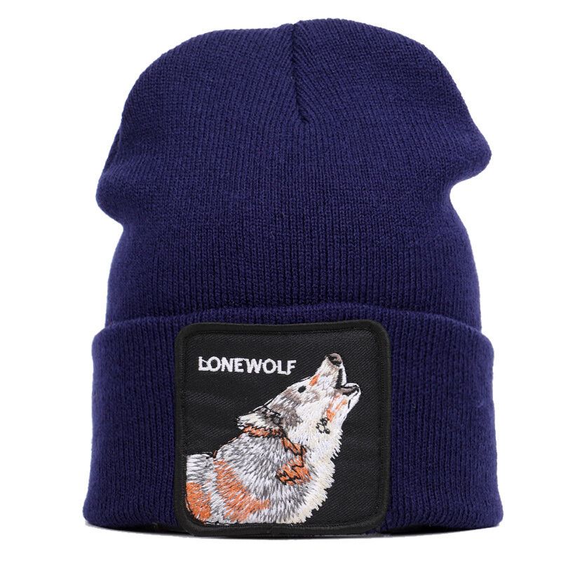 Ulllue Dyremønster Strikket Lue Skull Cap Beanie