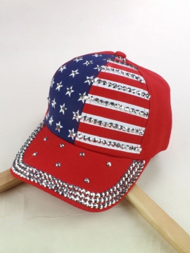 Unisex American Flag Diamond Denim Baseball Cap Vasket Utendørs Solhatt