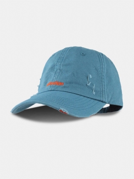 Unisex Bomull Ensfarge Broken Hole Brevbroderi Mote All-match Baseballcaps