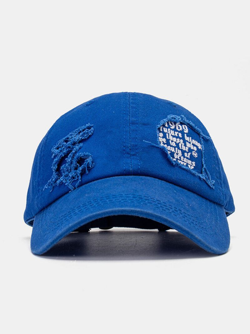 Unisex Bomull Frynsete Kant Ødelagte Hull Tall Bokstaver Broderi Mote All-match Baseballcaps