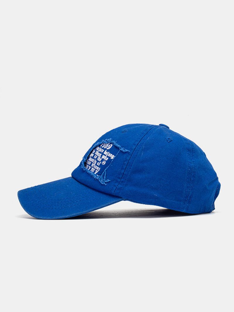 Unisex Bomull Frynsete Kant Ødelagte Hull Tall Bokstaver Broderi Mote All-match Baseballcaps