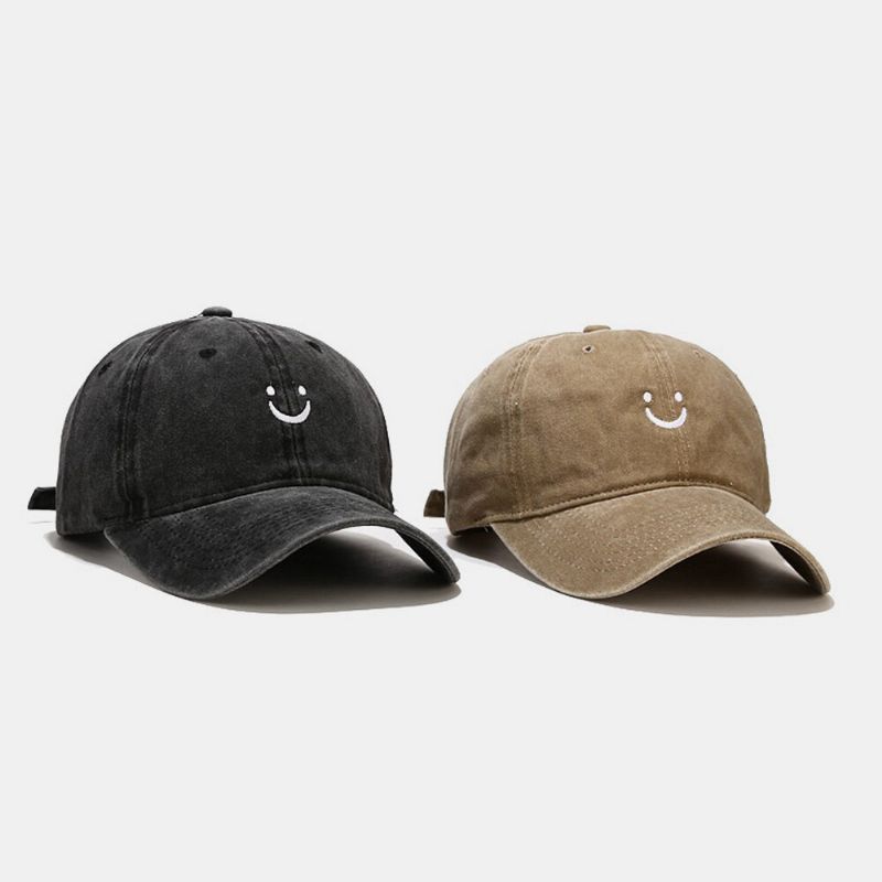 Unisex Bomull Laget Gammelt Smilende Ansikt Ungt Utendørs Solseil Baseballhatt