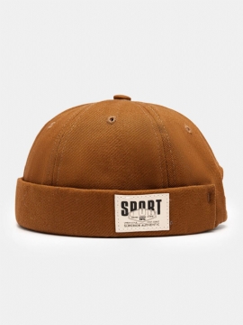 Unisex Bomull Sidekontrast Farge Bokstaver Patch All-match Brimless Beanie Utleier Cap Skull Cap