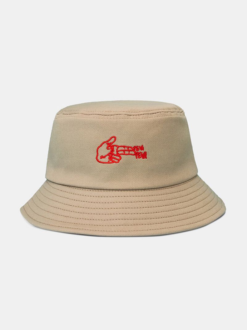 Unisex Bomullsbokstaver Gestmønster Brodert All-match Sunscreen Bucket Hat