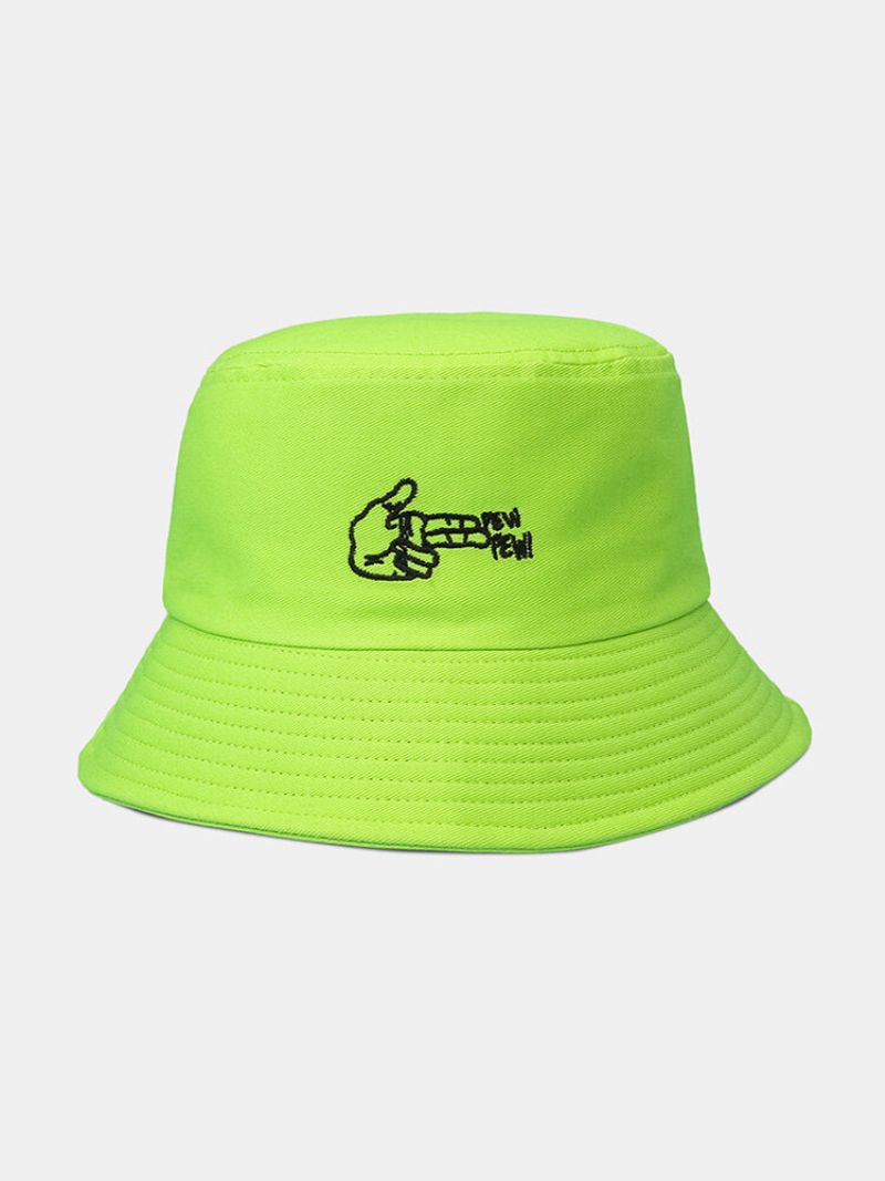 Unisex Bomullsbokstaver Gestmønster Brodert All-match Sunscreen Bucket Hat