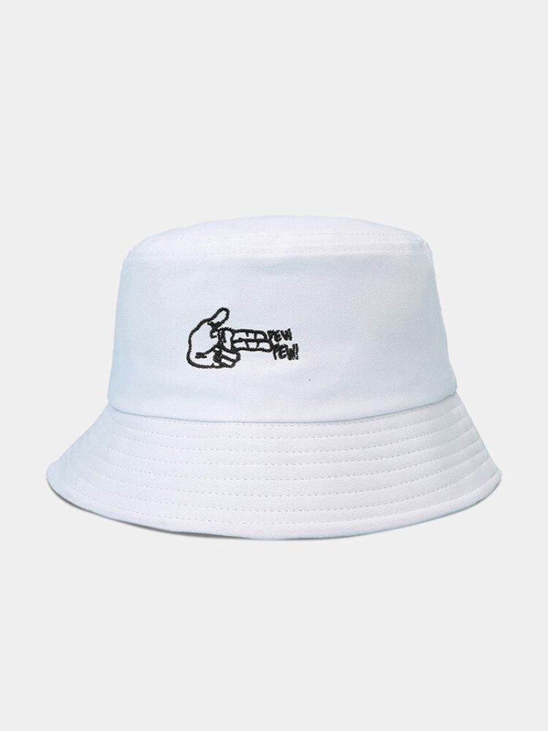 Unisex Bomullsbokstaver Gestmønster Brodert All-match Sunscreen Bucket Hat