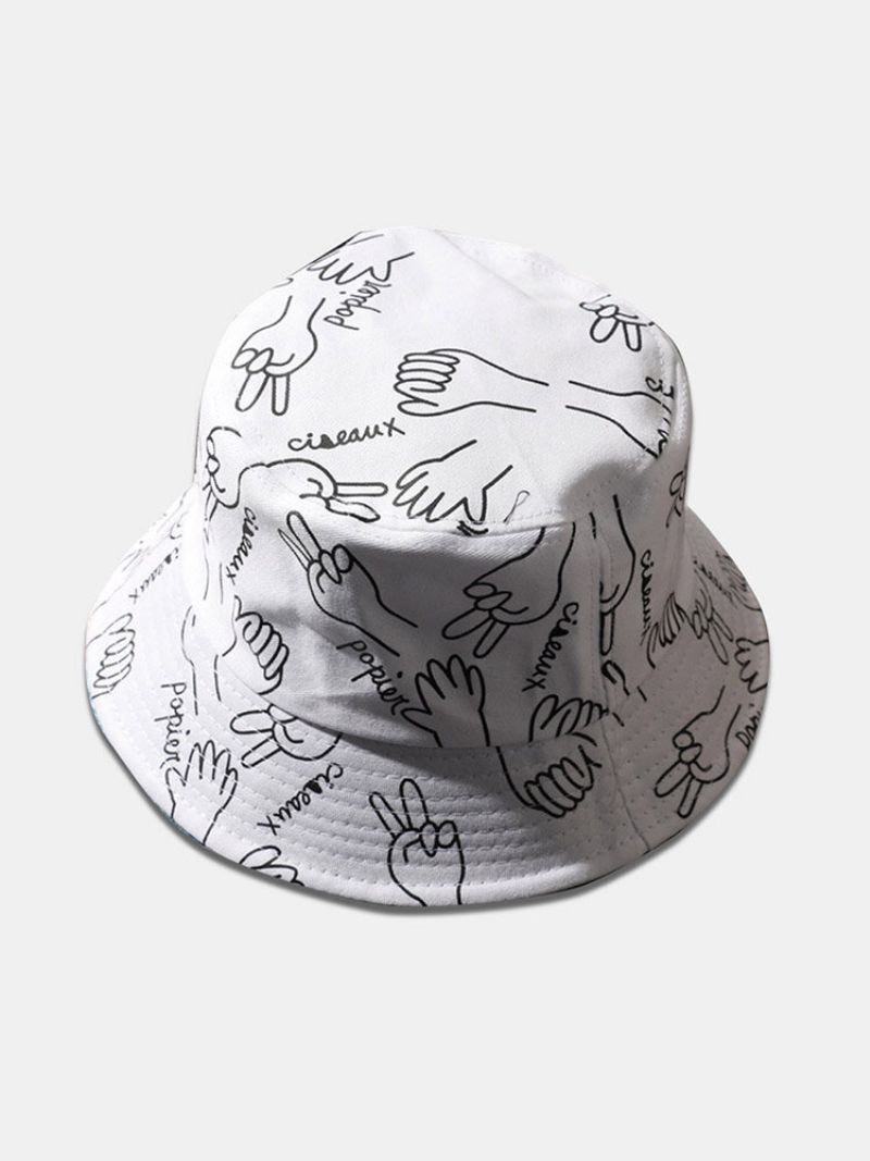 Unisex Bomullsbokstaver Linjetegningsbevegelser Utskrift Mote Sunshade Bucket Hat