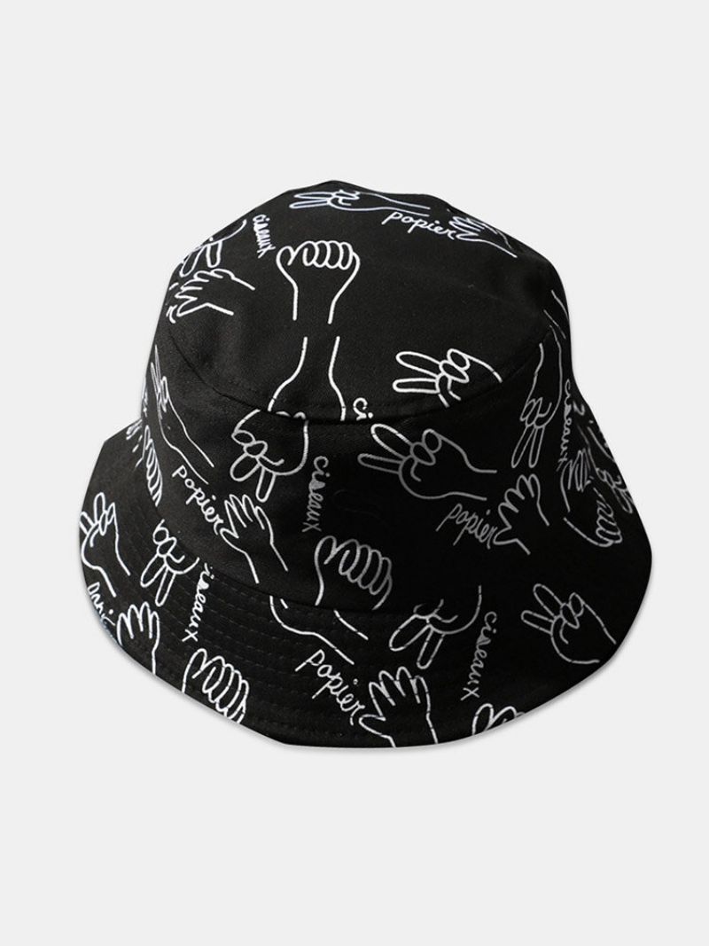 Unisex Bomullsbokstaver Linjetegningsbevegelser Utskrift Mote Sunshade Bucket Hat