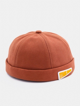 Unisex Bomullsbokstaver Mønsterlappeetikett All-match Brimless Beanie Landlord Cap Skull Cap