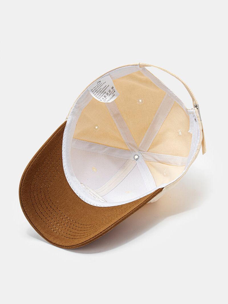 Unisex Bomullsfarge Kontrast Patchwork Brevetikettbroderi All Match Sunshade Baseball Cap