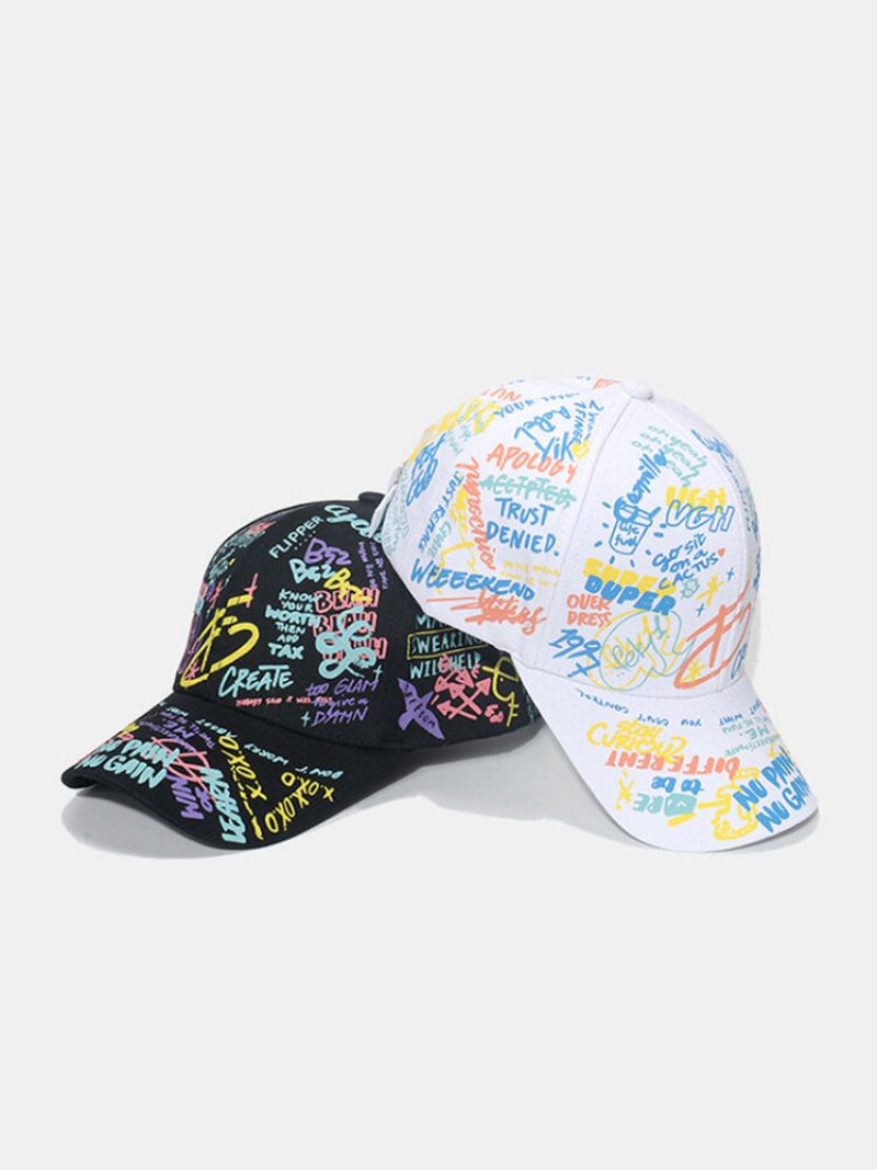 Unisex Bomullsoverlegg Med Geometrisk Bokstavgrafittitrykk All-match Solseil Baseballcaps