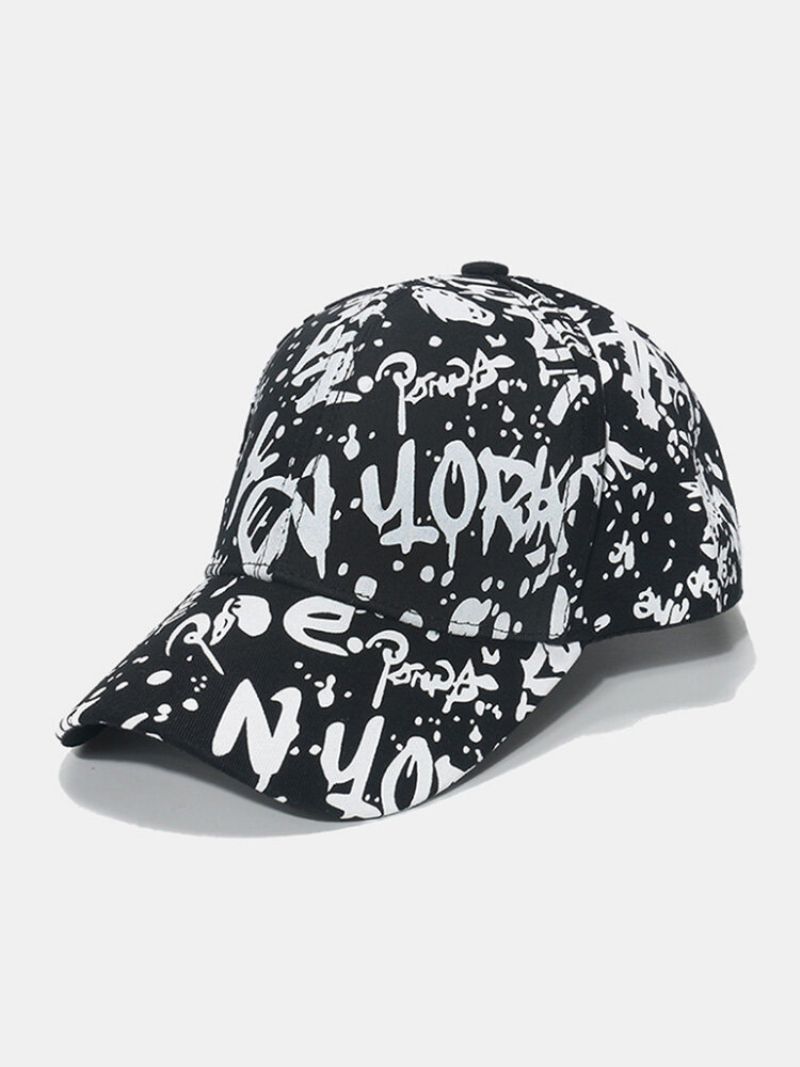 Unisex Bomullsoverlegg Med Geometrisk Bokstavgrafittitrykk All-match Solseil Baseballcaps