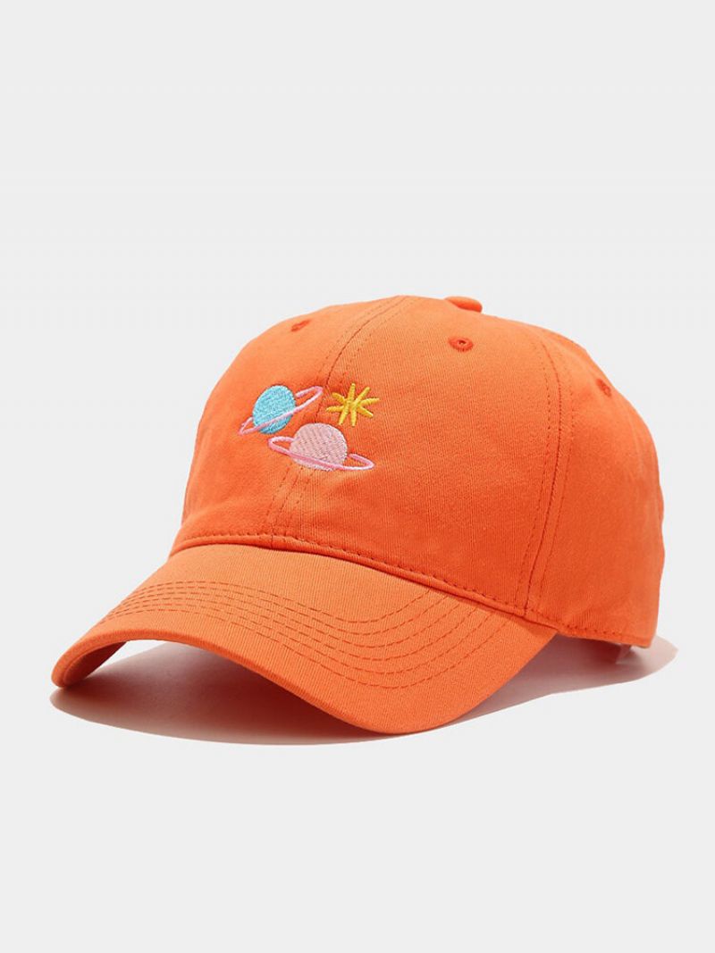 Unisex Bomullsplanetbroderi Jakt Brennende Oransje Sikkerhet Solskjerm Peaked Caps Baseballcapser