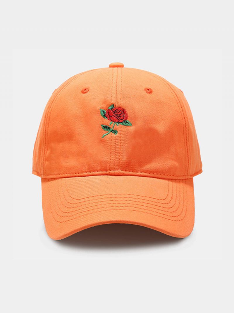 Unisex Bomullsrosebroderi Mote Jakt Flammende Oransje Sikkerhet Solskjerm Peaked Caps Baseballcapser