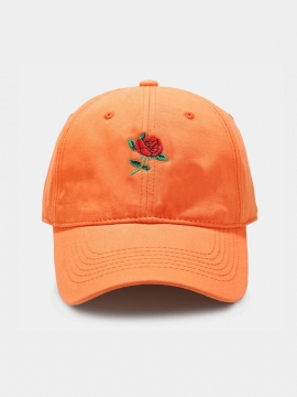 Unisex Bomullsrosebroderi Mote Jakt Flammende Oransje Sikkerhet Solskjerm Peaked Caps Baseballcapser