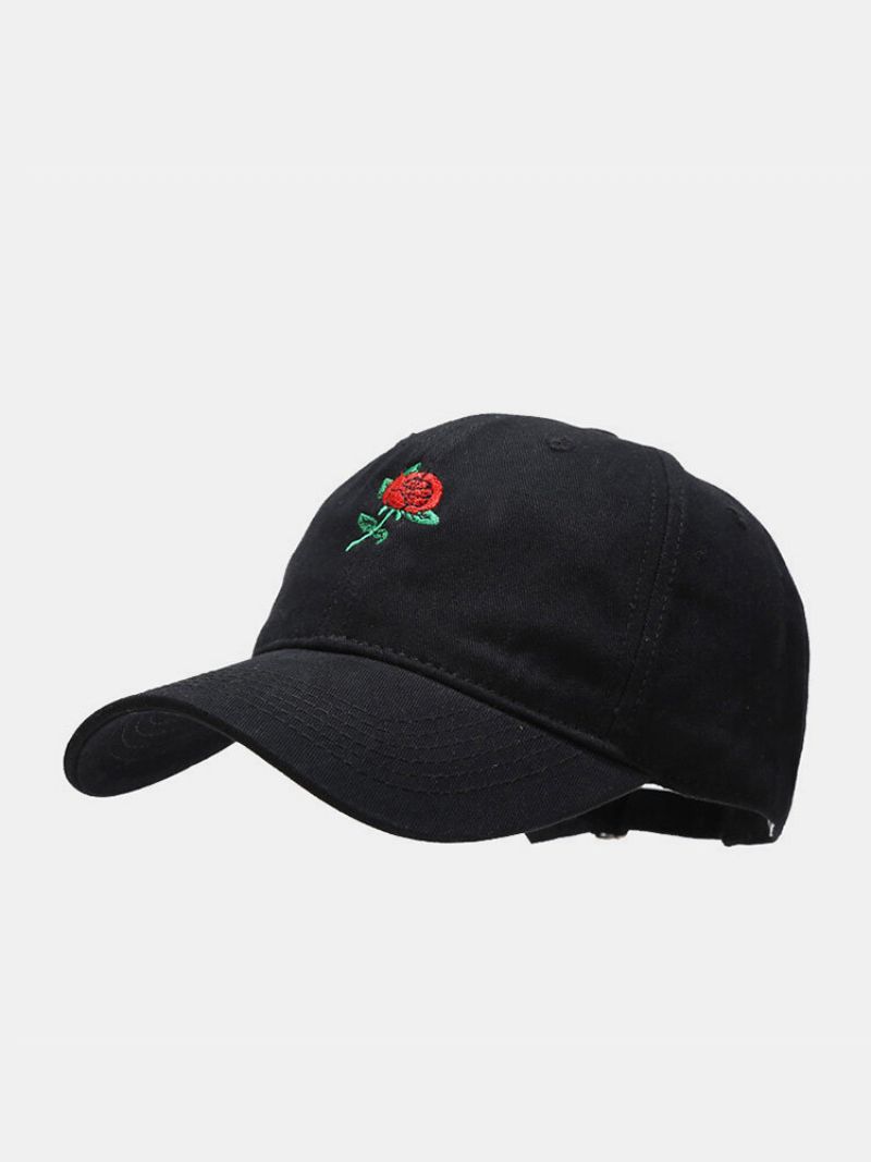 Unisex Bomullsrosebroderi Mote Jakt Flammende Oransje Sikkerhet Solskjerm Peaked Caps Baseballcapser