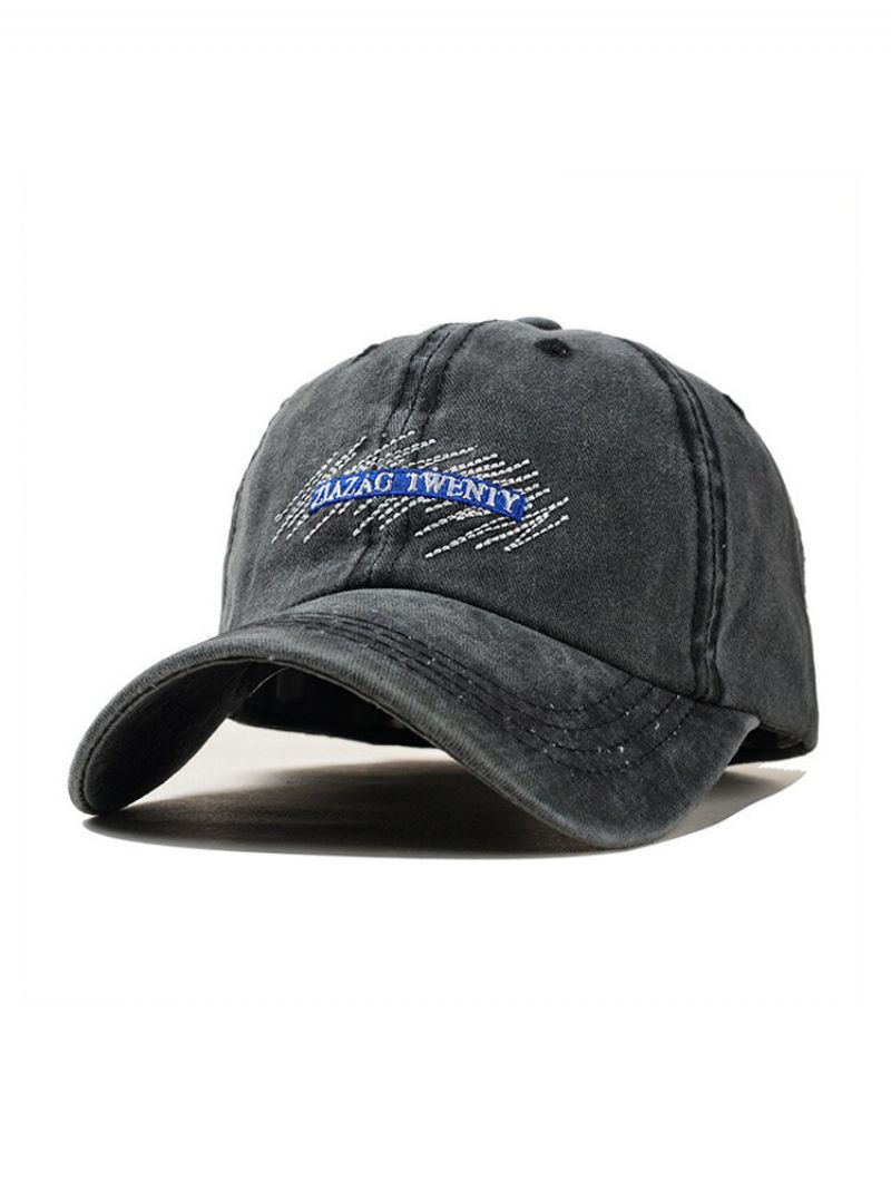 Unisex Broderimønster Vasket Denim Baseballcaps Klassisk Pustende Utendørs Solskjermhatt