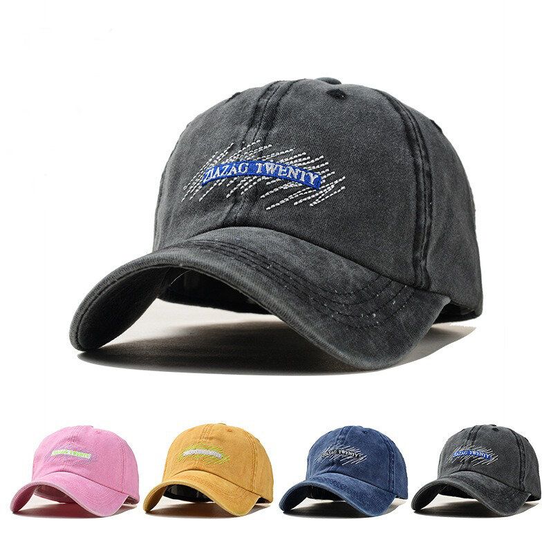 Unisex Broderimønster Vasket Denim Baseballcaps Klassisk Pustende Utendørs Solskjermhatt