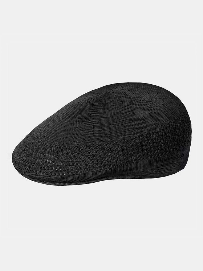 Unisex Dacron Strikket Ensfarget Jacquard Pustende Casual Beret Flat Caps