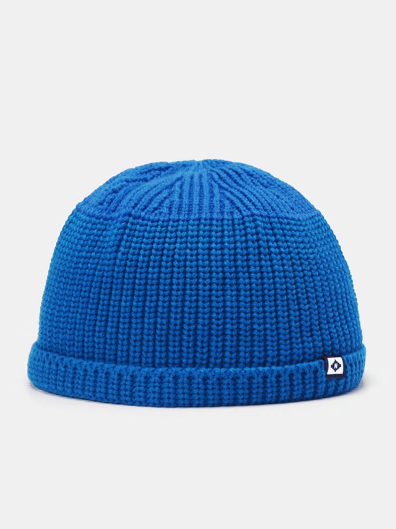 Unisex Dacron Strikket Ensfarget Letter Cloth Label Fashion Warmth Beanie Hat