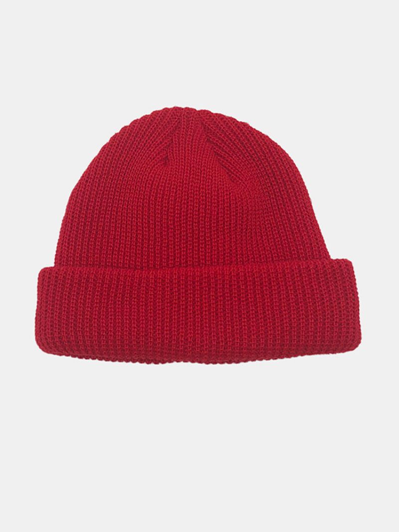 Unisex Ensfargestrikket Ulllue Skull Cap Beanie-luer