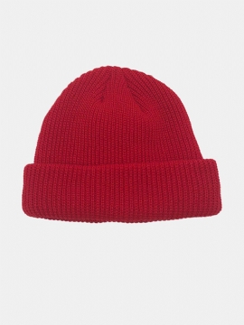 Unisex Ensfargestrikket Ulllue Skull Cap Beanie-luer